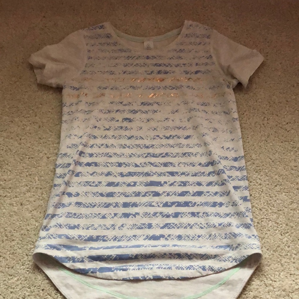 ivivva girls purple and gold stripe t shirt